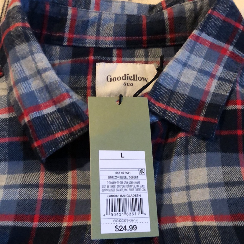 Men’s Large Goodfellow Plaid Button Up - Picture 3 of 6